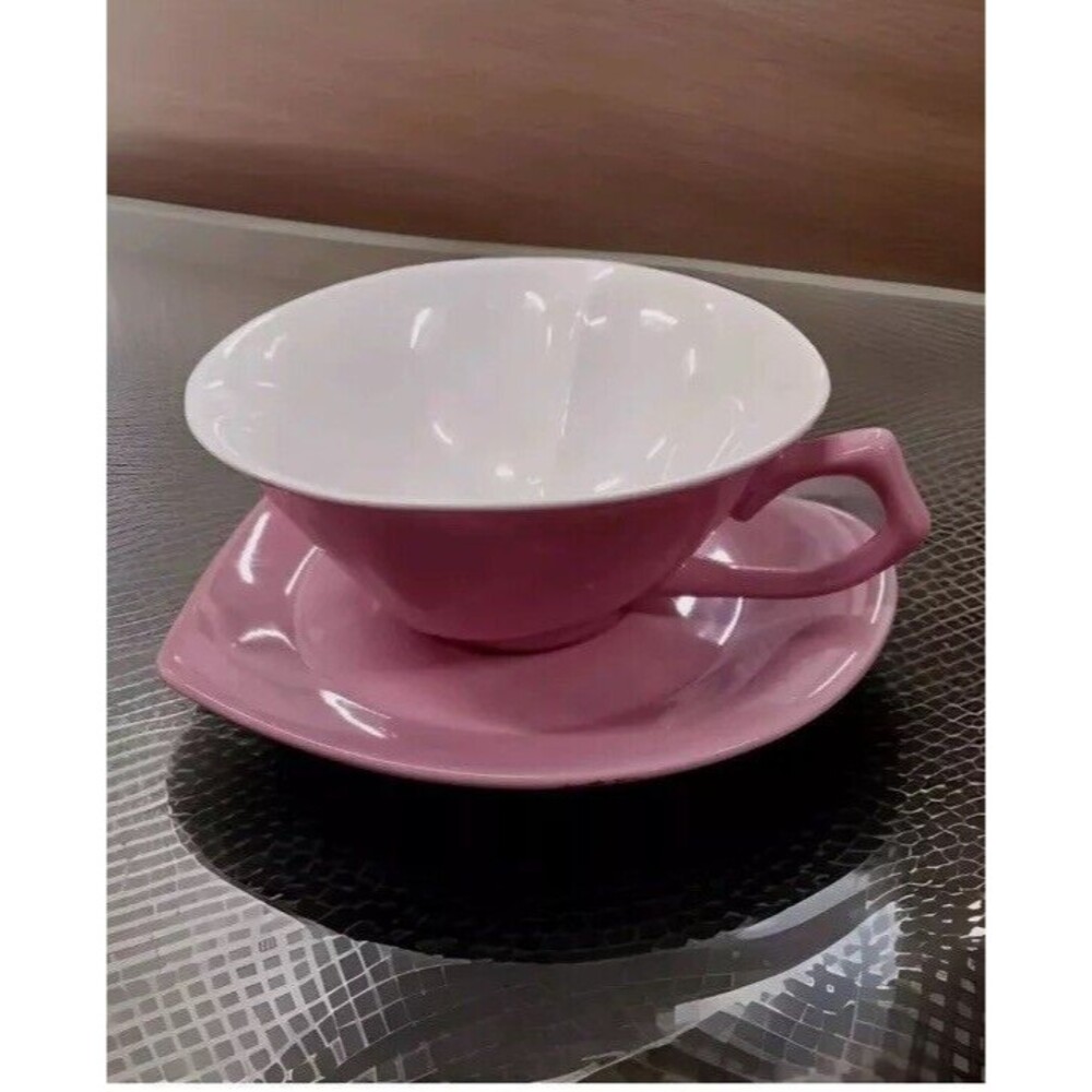 Heart Shaped Pink Cup & Saucer Set
